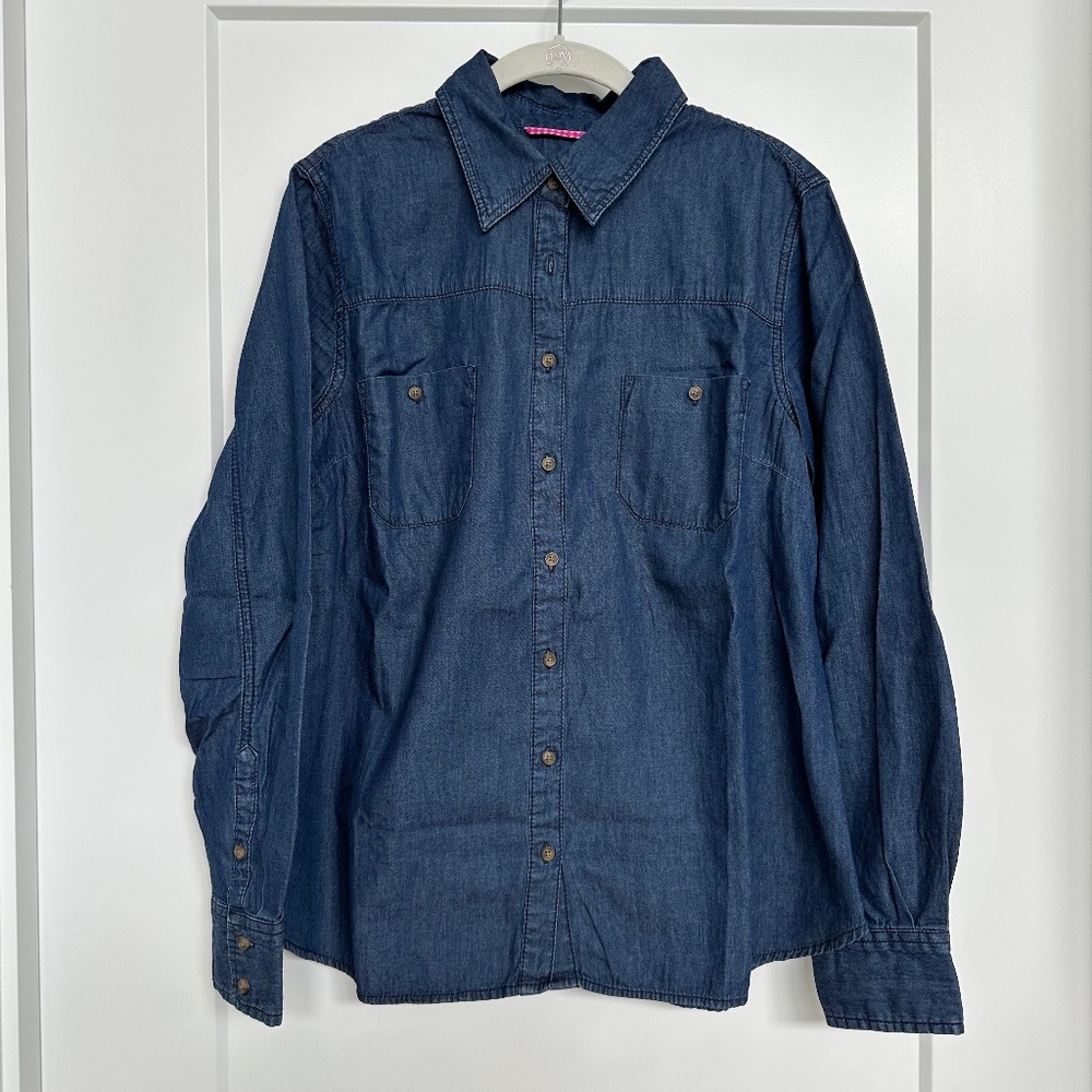 Merona Denim Long Sleeve Button Down Shirt